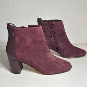 Cole Haan Burgundy Ankle Boots Suede and Leather